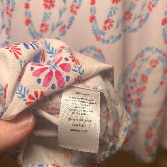 Talbots Petite White Paisley Floral Print Smocked Blouse Top XLP Scandinavian - Picture 5 of 7